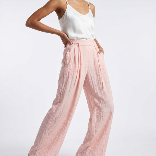 Pantalon Large Léger à Cordon Taille Élastique 100% Viscose