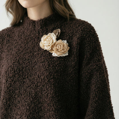 Pull Moumoute Large Manche Ballon Pins Fleurs