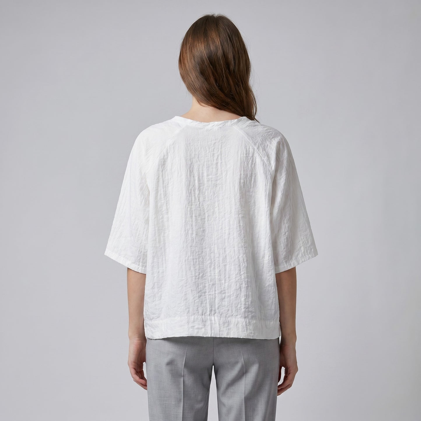 T-Shirt Large High-Low Manche Raglan 3/4 Plissé 100% Viscose