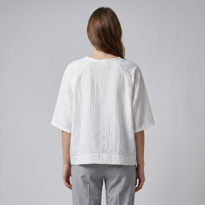 T-Shirt Large High-Low Manche Raglan 3/4 Plissé 100% Viscose
