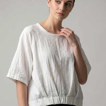 T-Shirt Large High-Low Manche Raglan 3/4 Plissé 100% Viscose