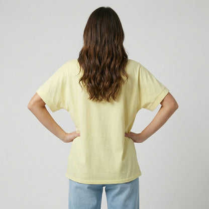 T-Shirt Manche Courte Motif Fleur Brodé Sequins 100% Coton
