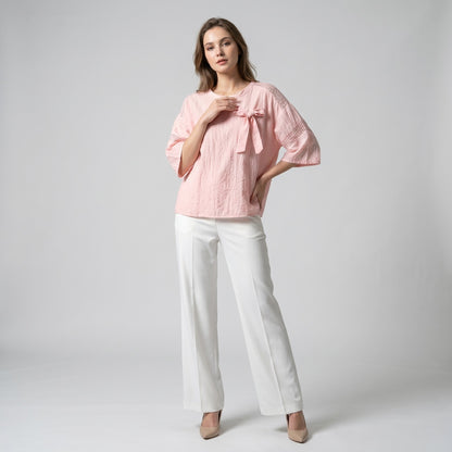 T-Shirt Large Manche 3/4 à Maille Fil Argenté 100% Viscose