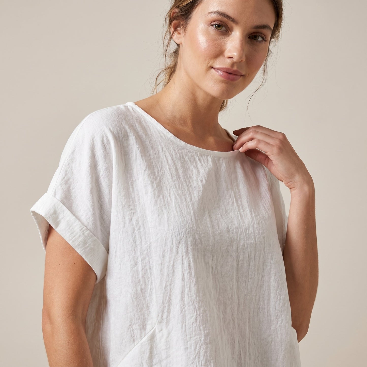 T-Shirt Large Manche Courte À Paillettes 100% Viscose