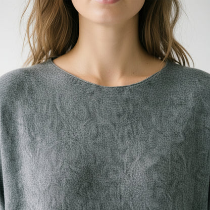 Large Sweater with Small Functional Pockets and Round Neck