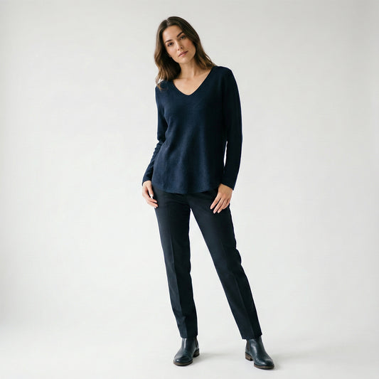 Pull En Maille Manche Longue Col V Viscose