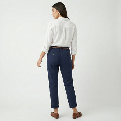 Cotton tailored pants with belt