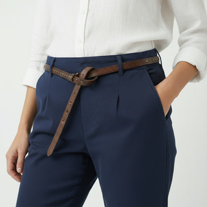 Cotton tailored pants with belt