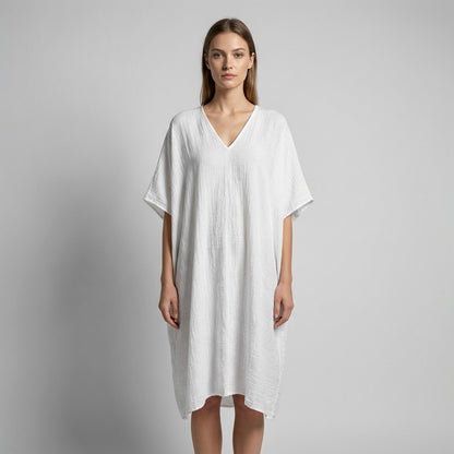 Tunique Large Col V Manche Chauve Souris 100% Lin