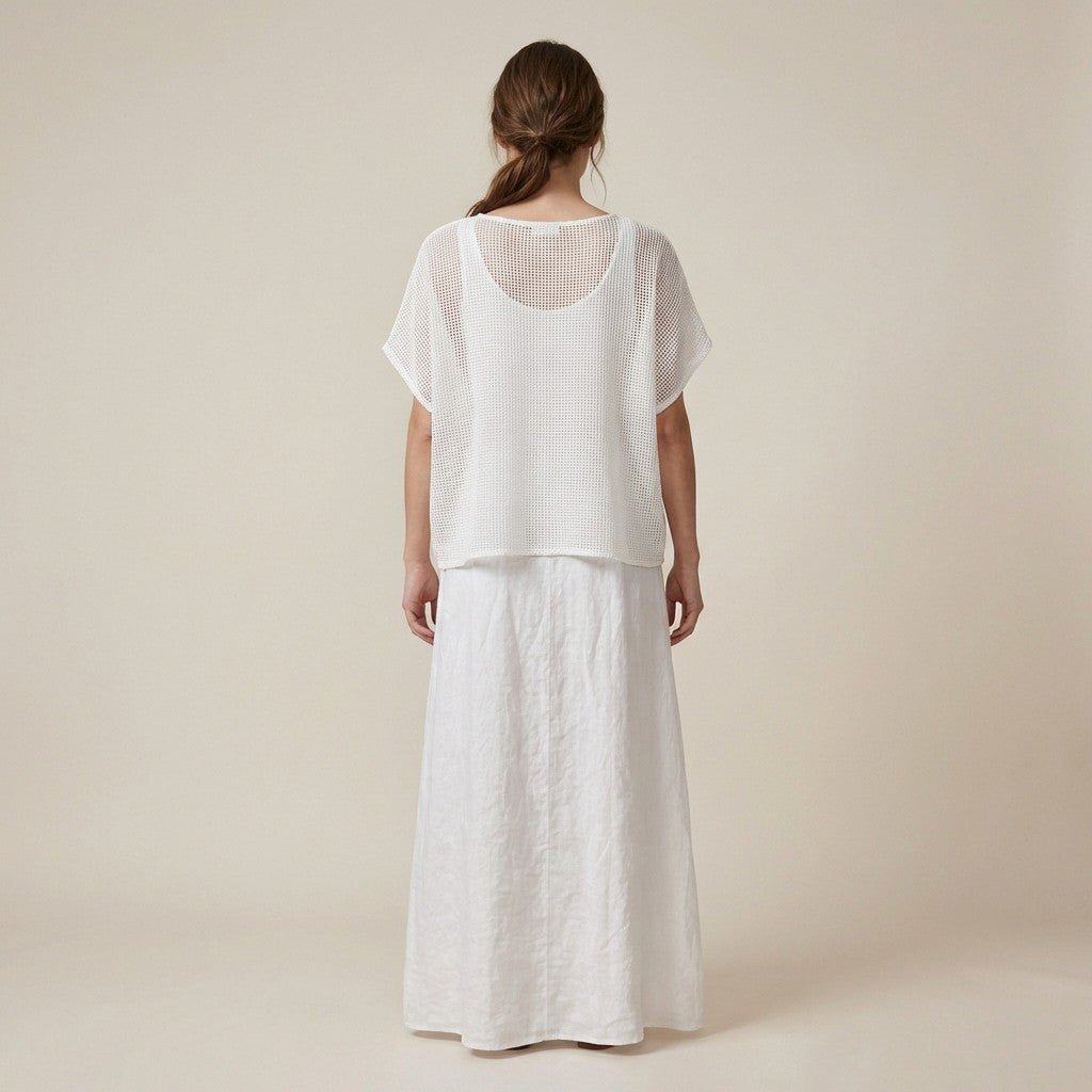 Ensemble Haut Maille Large & Robe à Poches Col V 100% Coton & 100% Lin