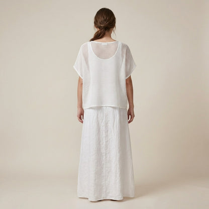 Ensemble Haut Maille Large & Robe à Poches Col V 100% Coton & 100% Lin