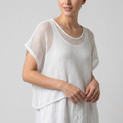 Ensemble Haut Maille Large & Robe à Poches Col V 100% Coton & 100% Lin