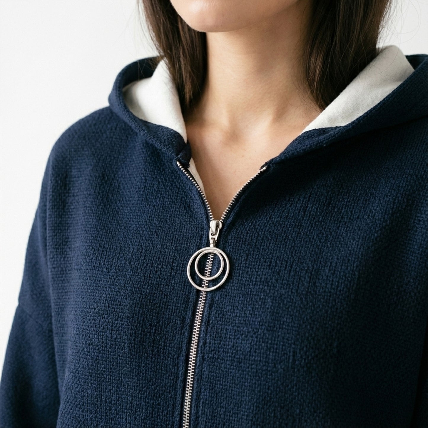 Neoprene Embossed Material Zip-Up Hoodie