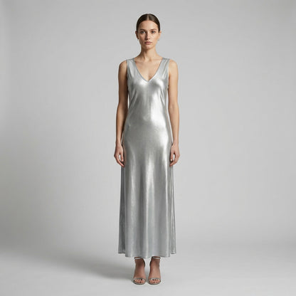 Robe Débardeur Longue Col V Satinée 100% Viscose