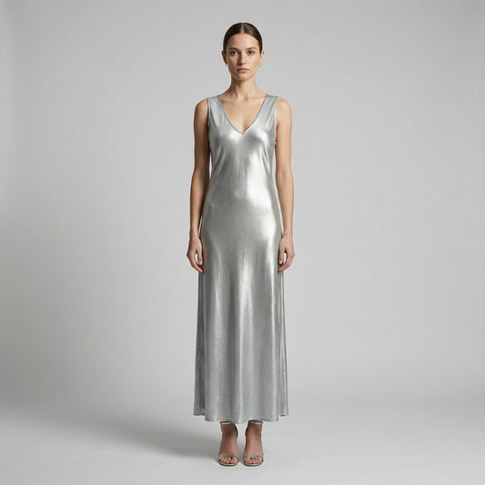 Robe Débardeur Longue Col V Satinée 100% Viscose