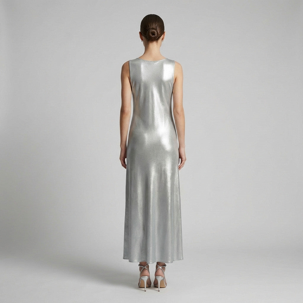 Robe Débardeur Longue Col V Satinée 100% Viscose