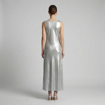 Robe Débardeur Longue Col V Satinée 100% Viscose