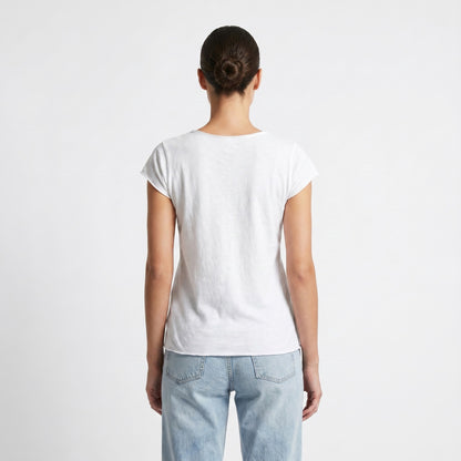 T-Shirt Manche Courte Col Henley Simple 100% Coton