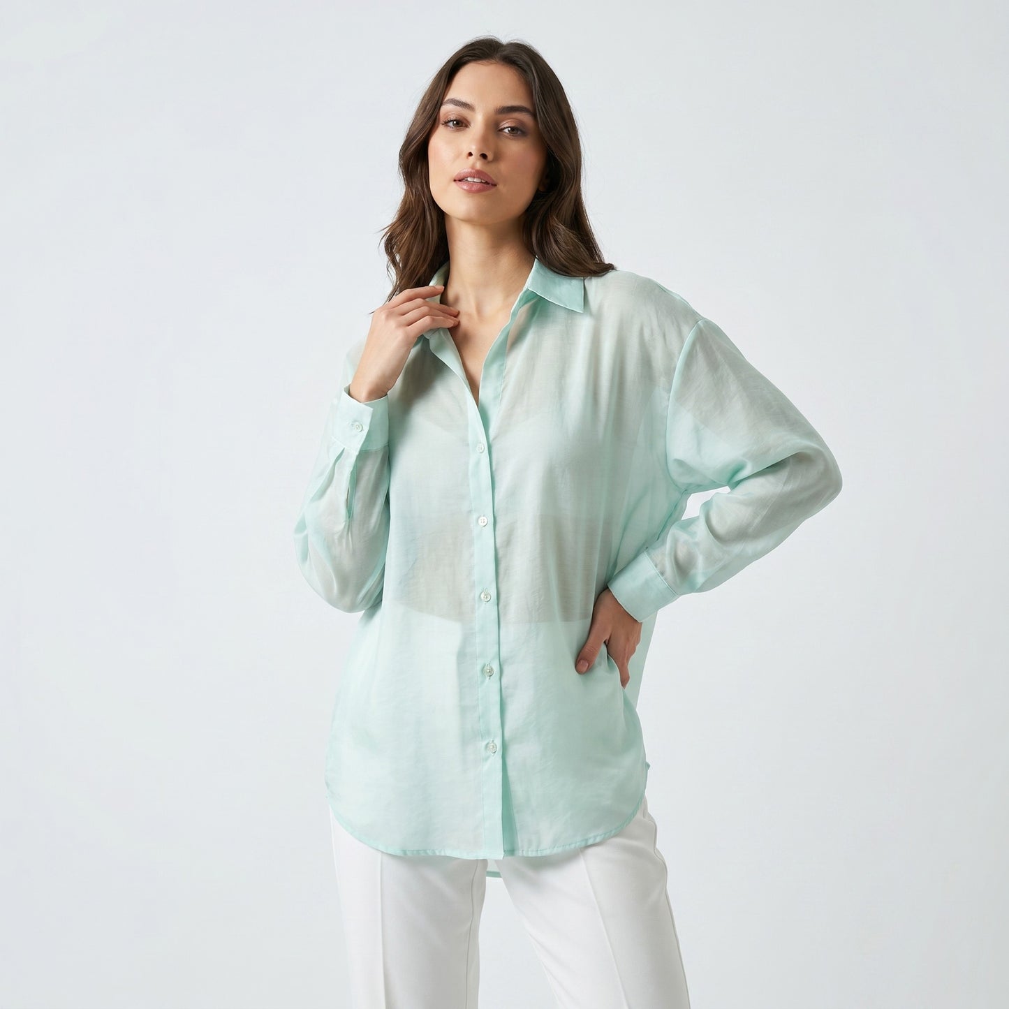 Chemise Légère Simple Confortable Large Satiné 90% Tencel