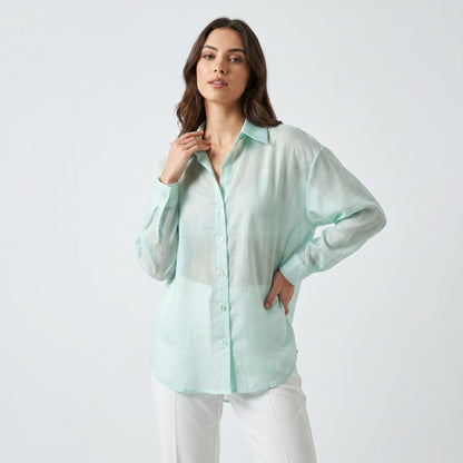 Chemise Légère Simple Confortable Large Satiné 90% Tencel