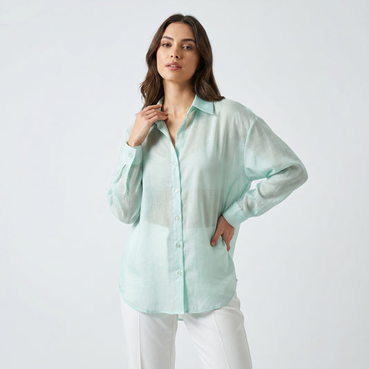Chemise Légère Simple Confortable Large Satiné 90% Tencel