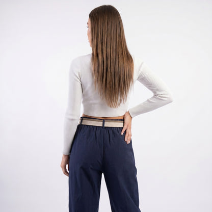 Pantalon Chino Large Coupe Ballon Taille Élastique Ceinture