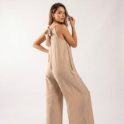 Combinaison Pantalon Fluide Coupe Palazzo Dos à Nouer Poches