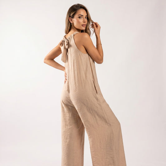 Combinaison Pantalon Fluide Coupe Palazzo Dos à Nouer Poches