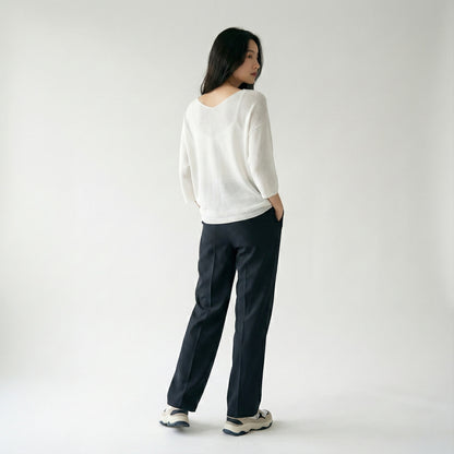 Modal V-Neck Long Sleeve Knit Sweater