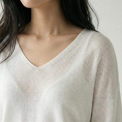 Modal V-Neck Long Sleeve Knit Sweater