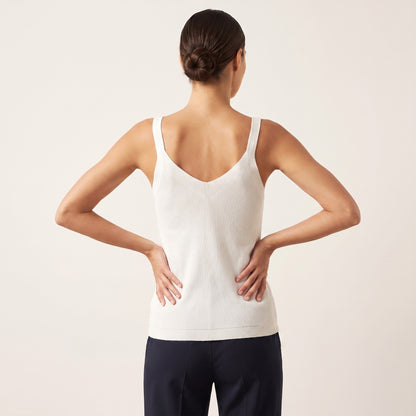 Débardeur Maille Côtelé Simple Col V Bretelles Larges Taillé S/M-M/L