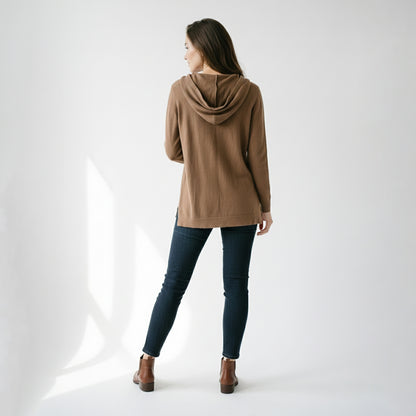 Sweatshirt Poche Kangourou à Capuche Col Châle
