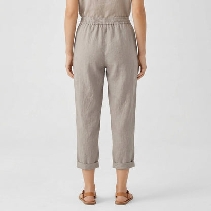 100% Linen Wide Leg Midi Balloon Pants with Adjustable Knot