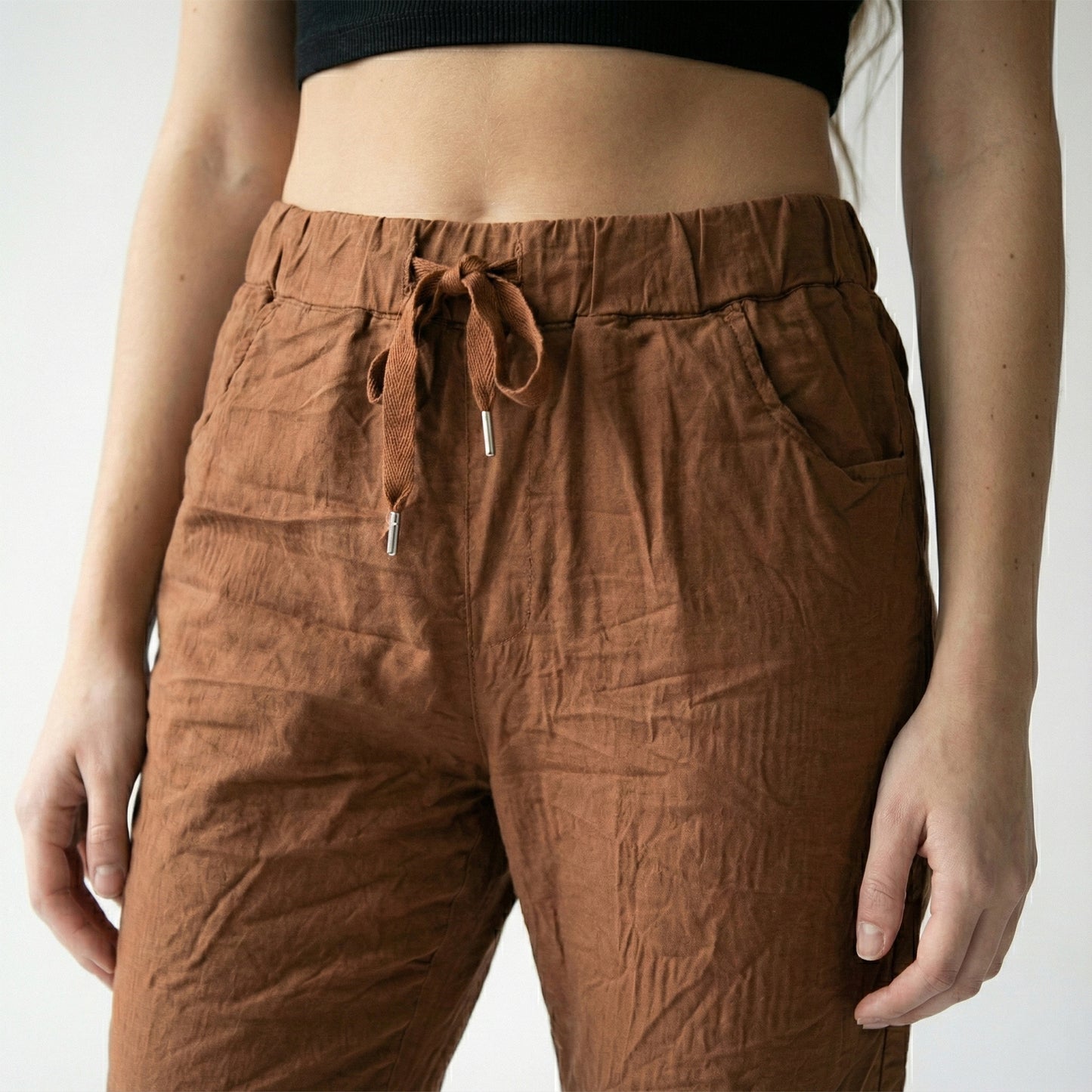 Stretch Viscose Drawstring Jeggings