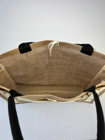 Sac Toile De Jute "Saint Tropez" Poches Et Bouton 100% Lin