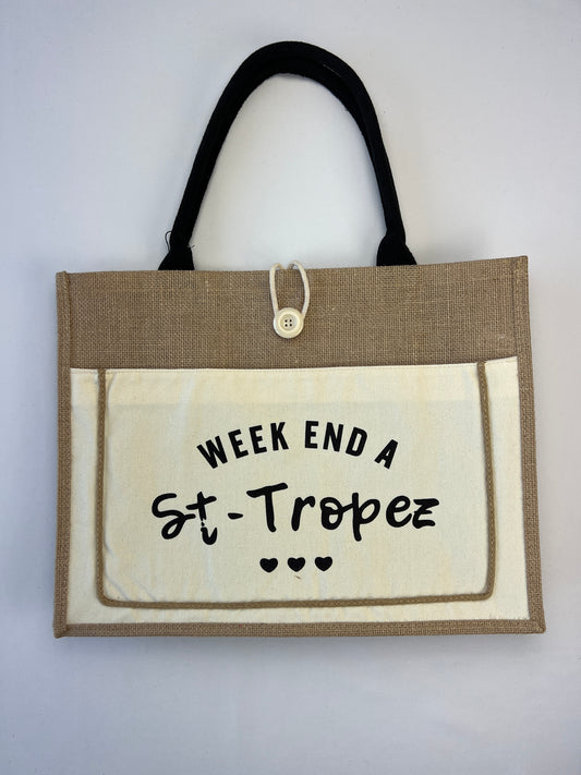 Sac Toile De Jute "Saint Tropez" 3 Cœurs à Poches 100% Lin