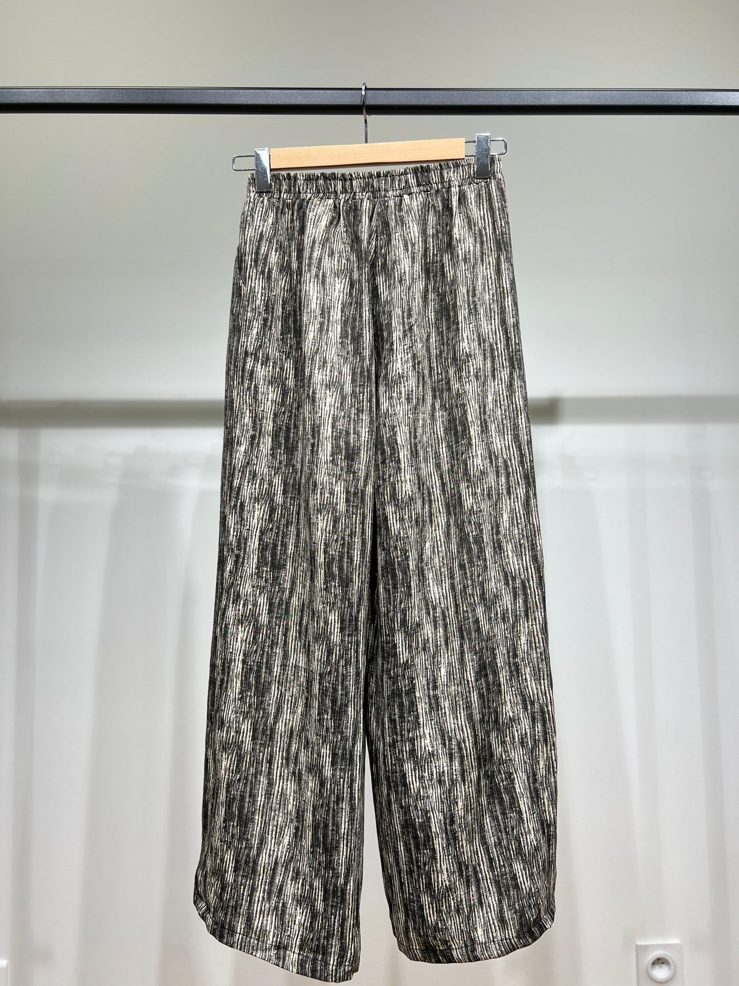 Pantalon Jupe Large Taille Élastique Motif Chiné Taillé S-M