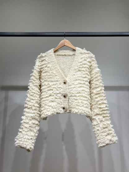 Cardigan Moumoute Large Cropped Côtelé