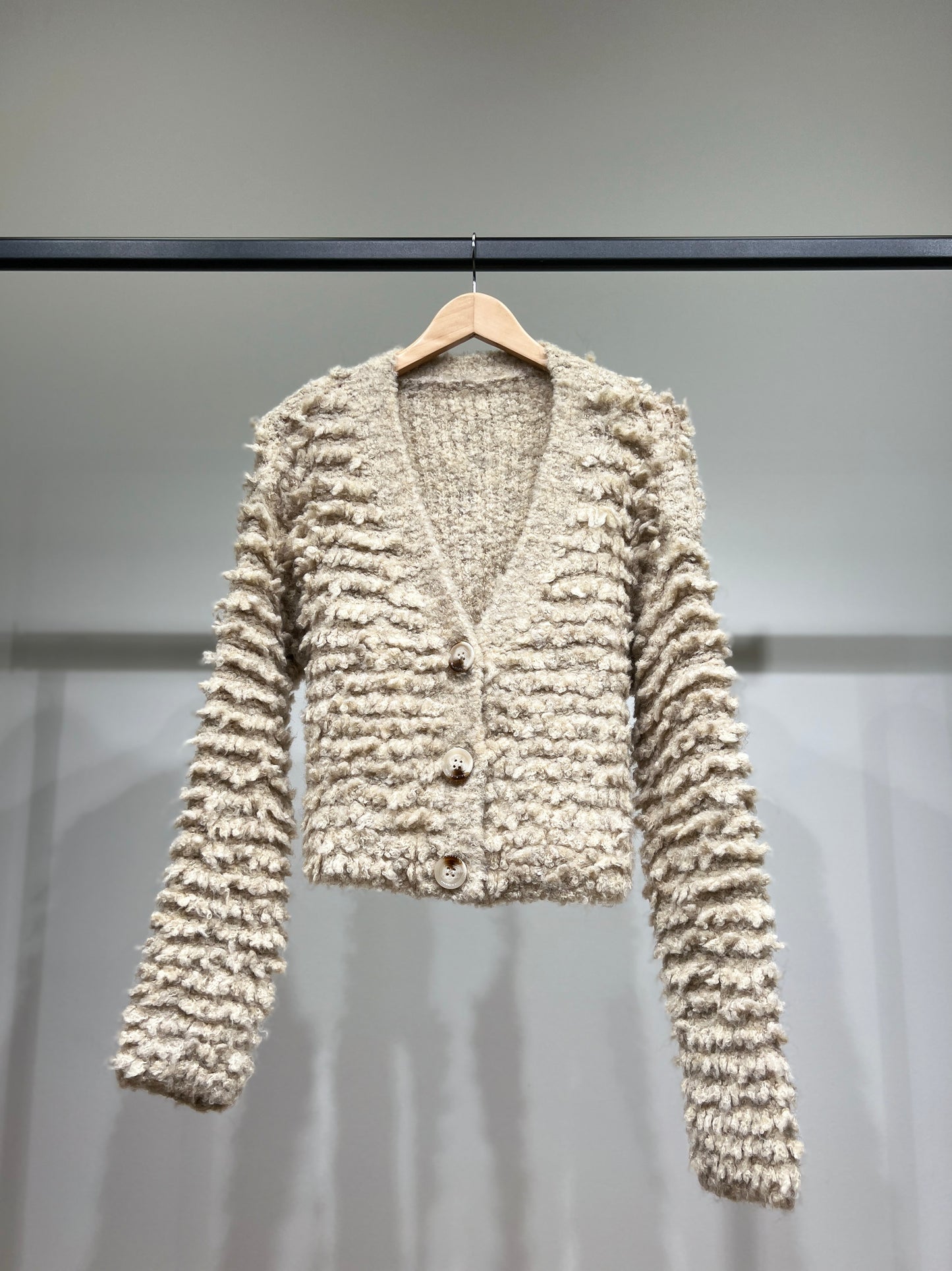 Cardigan Moumoute Large Cropped Côtelé