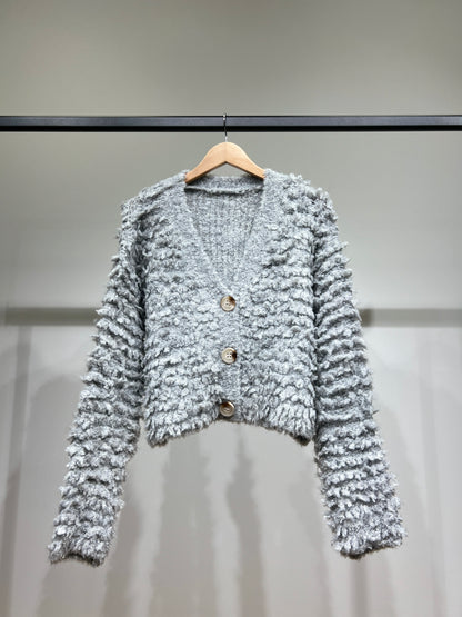 Cardigan Moumoute Large Cropped Côtelé