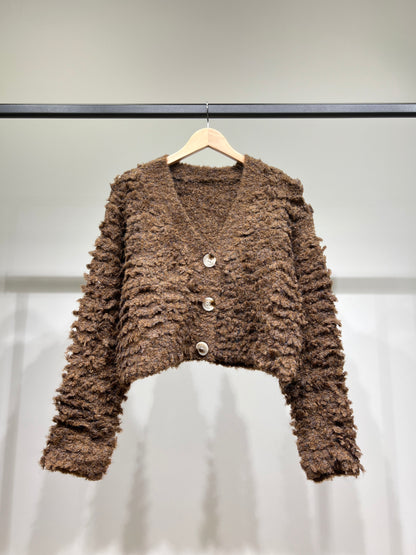 Cardigan Moumoute Large Cropped Côtelé