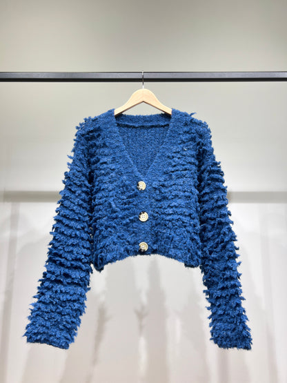 Cardigan Moumoute Large Cropped Côtelé