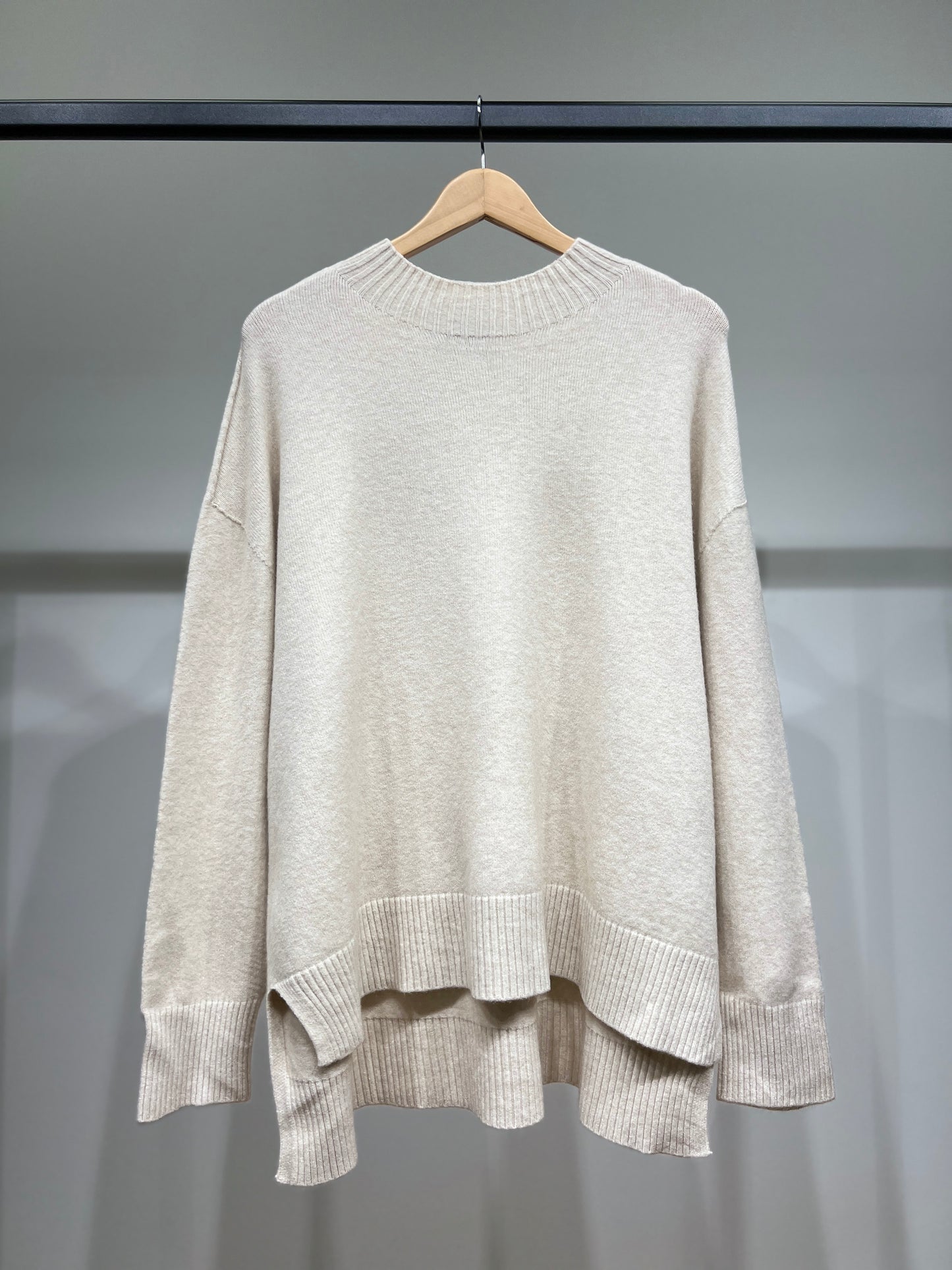 Pull Large Col Montant Manche Longue Bords-Côtelé