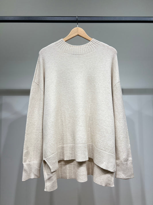 Pull Large Col Montant Manche Longue Bords-Côtelé