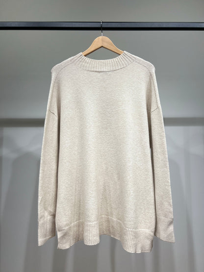 Pull Large Col Montant Manche Longue Bords-Côtelé