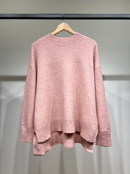 Pull Large Col Montant Manche Longue Bords-Côtelé