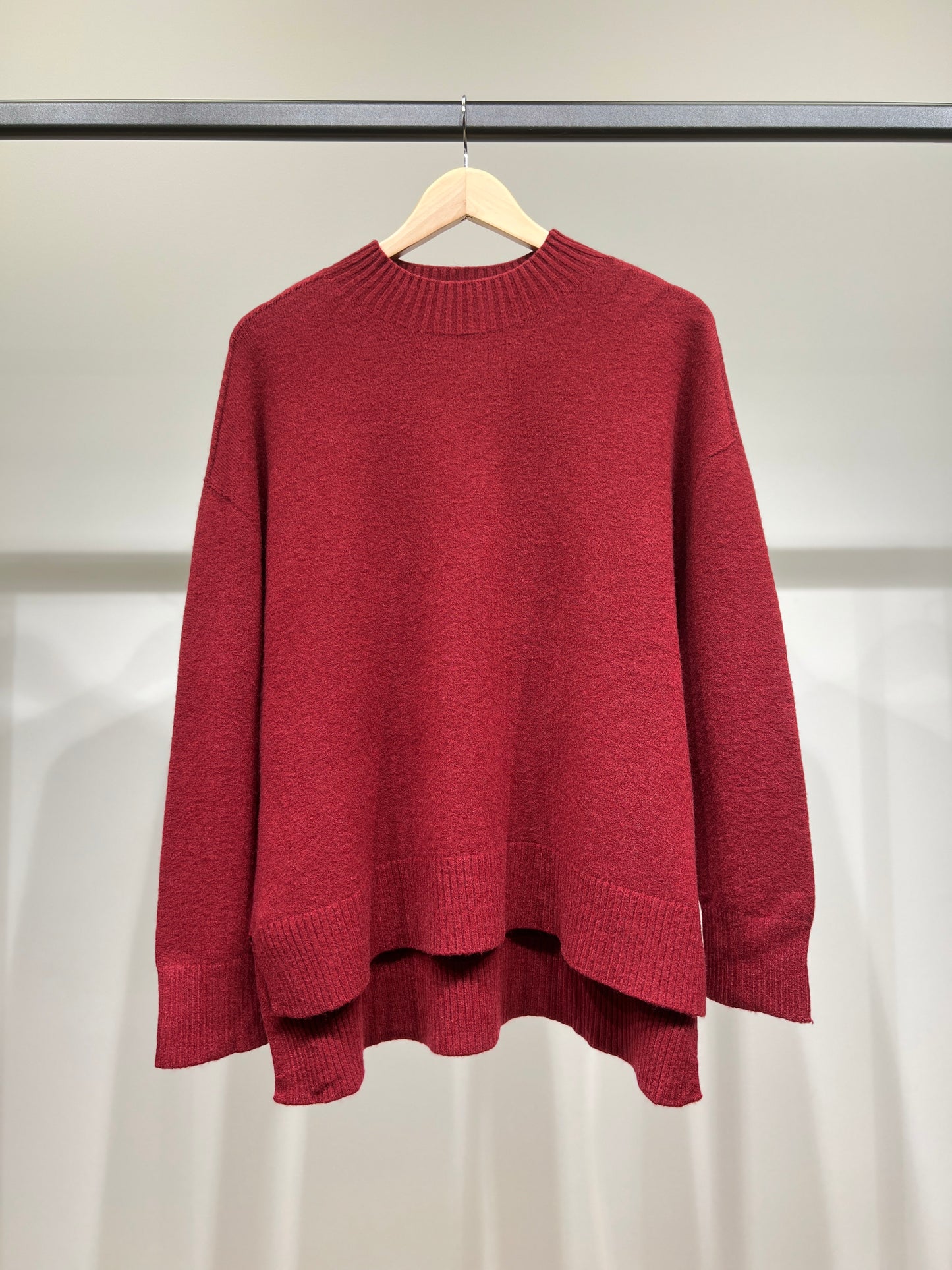 Pull Large Col Montant Manche Longue Bords-Côtelé