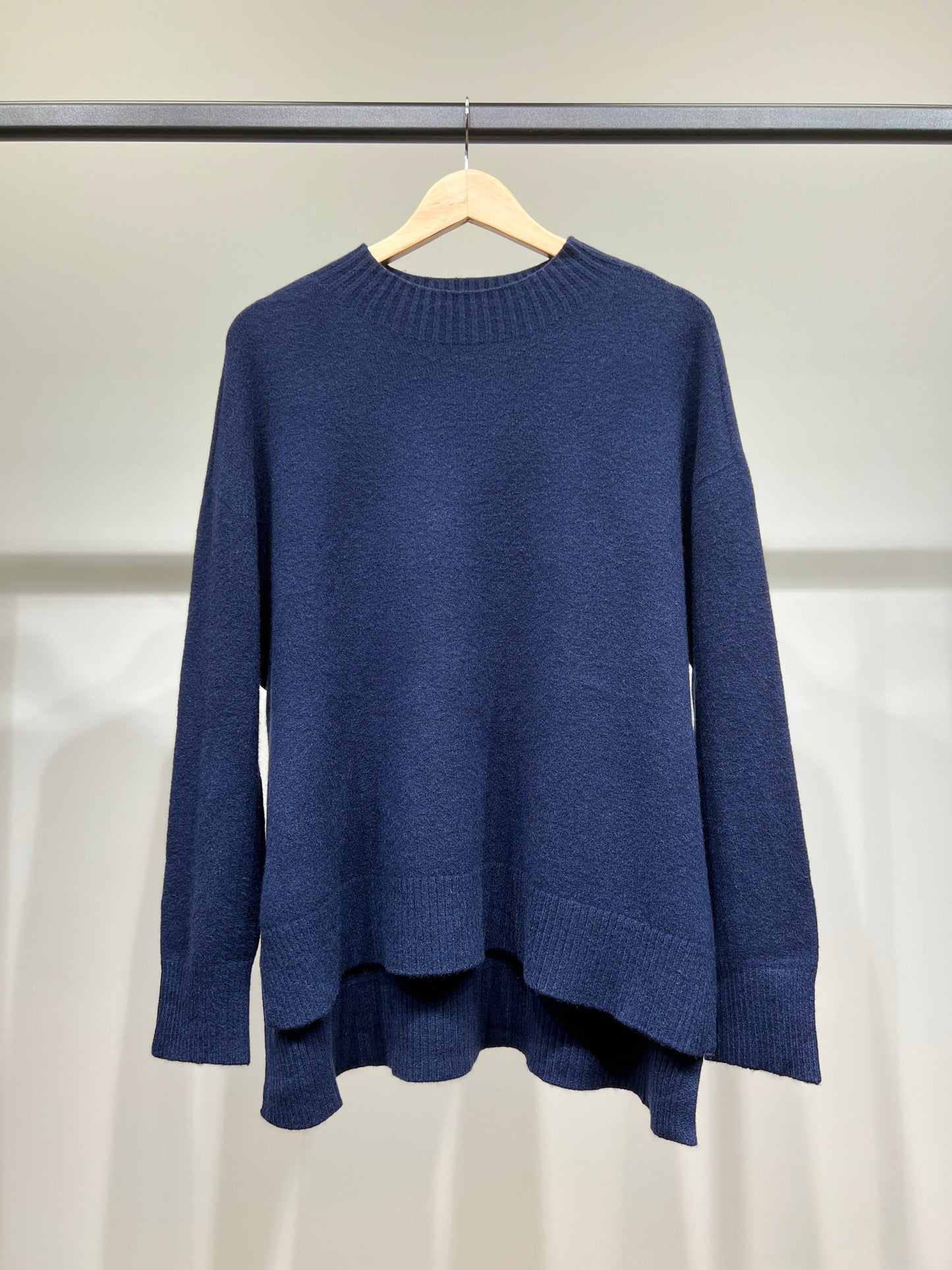 Pull Large Col Montant Manche Longue Bords-Côtelé