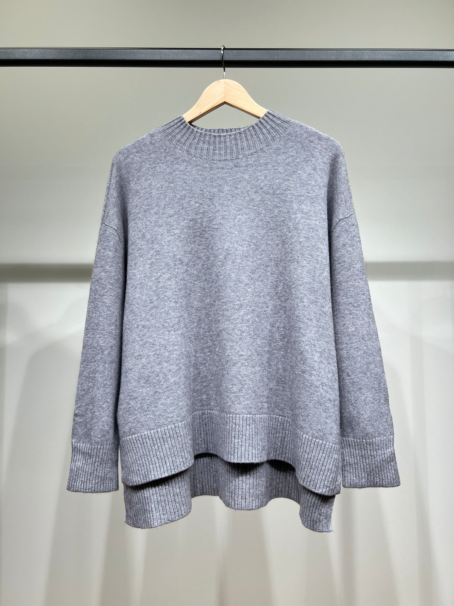 Pull Large Col Montant Manche Longue Bords-Côtelé