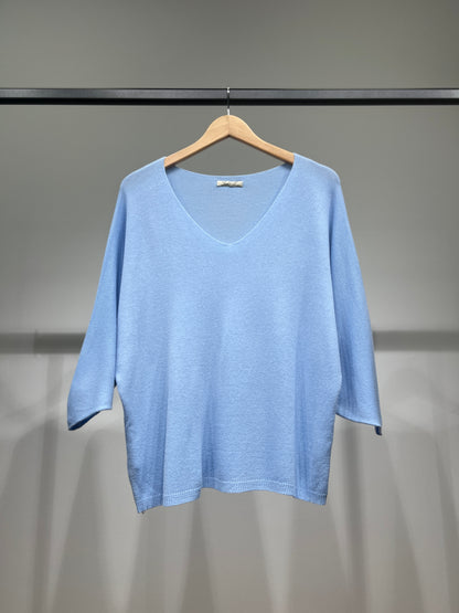 Modal V-Neck Long Sleeve Knit Sweater